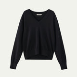 AA2004 Relaxed Daily V-neck Knit_Black