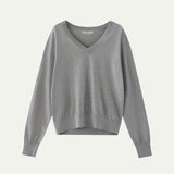 AA2004 Relaxed Daily V-neck Knit_Silver gray
