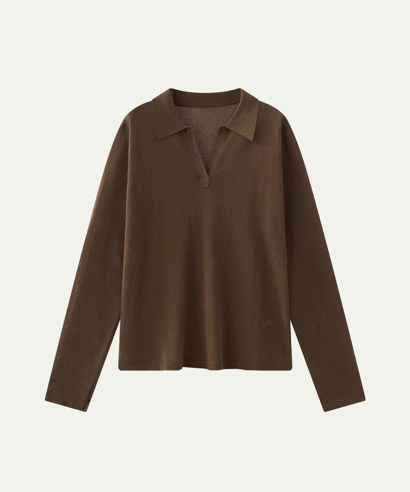 AA2005 Airy B Collar knit_Brown