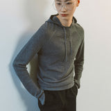 AA2001 Relaxed Washable Knit Hoodie_Melange gray