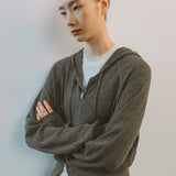 AA2002 Relaxed Washable Knit Zip-up Hoodie_Khaki