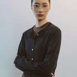 AA2003 Relaxed Washable Knit Cardigan_Black
