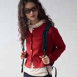 AA2003 Relaxed Washable Knit Cardigan_Red