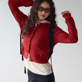 AA2003 Relaxed Washable Knit Cardigan_Red