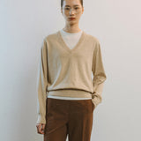 AA2004 Relaxed Daily V-neck Knit_Beige