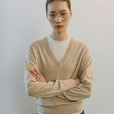AA2004 Relaxed Daily V-neck Knit_Beige