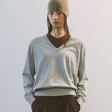 AA2004 Relaxed Daily V-neck Knit_Silver gray