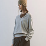 AA2004 Relaxed Daily V-neck Knit_Silver gray