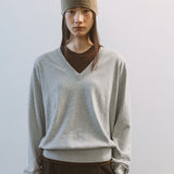 AA2004 Relaxed Daily V-neck Knit_Silver gray