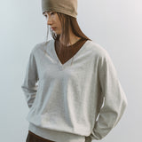 AA2004 Relaxed Daily V-neck Knit_Silver gray