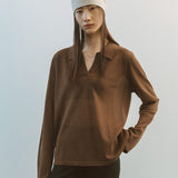 AA2005 Airy B Collar knit_Brown