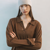 AA2005 Airy B Collar knit_Brown
