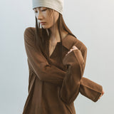 AA2005 Airy B Collar knit_Brown