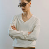 AA5001 Wool Flex V-neck Jersy_Ivory